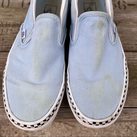 Vans Classic Slip On Check Foxing pale blue sneakers M8/W9.5 - Picture 2 of 8